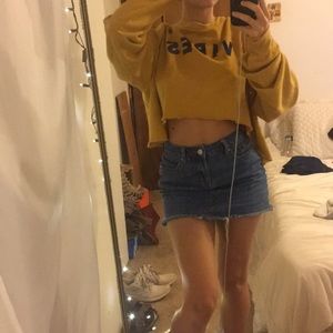 Yellow sweater crop top